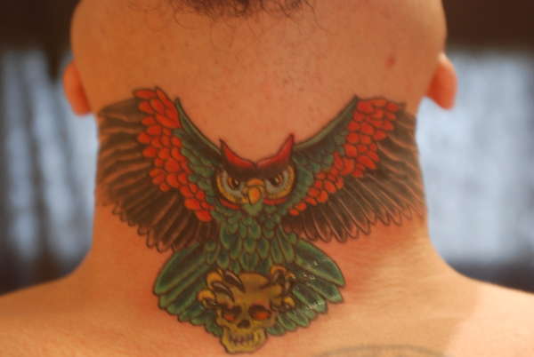throat owl tattoo