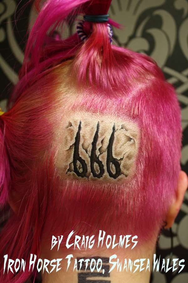 666 in skull tattoo