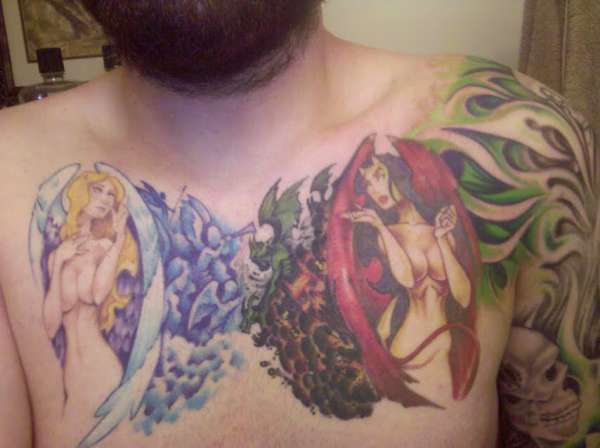 Angels Demons Skulls wrapped in tattoo