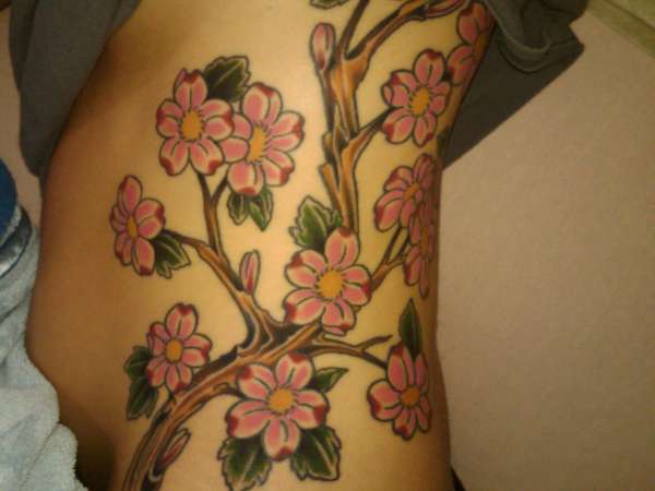 Cherry Blossom on left side tattoo