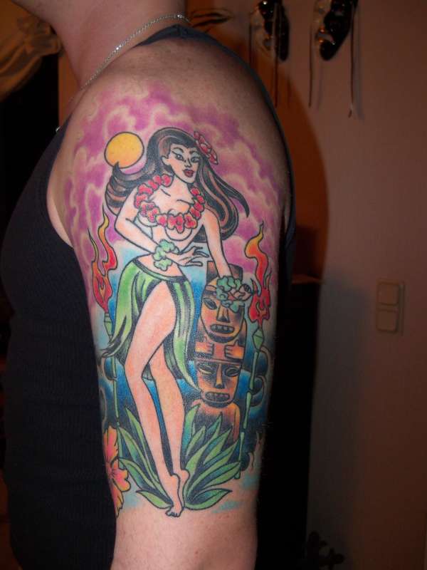 Hula girl tattoo