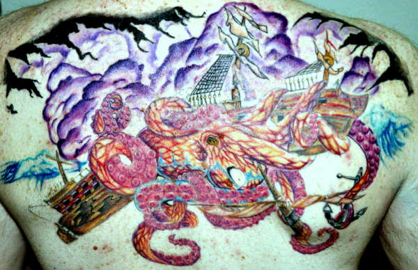 Octopus Destroying Ship tattoo