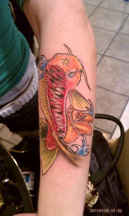 koi fish  free hand tattoo