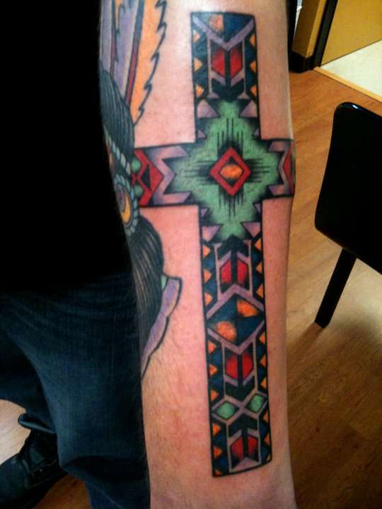 southwest style cross tattoo tattoo