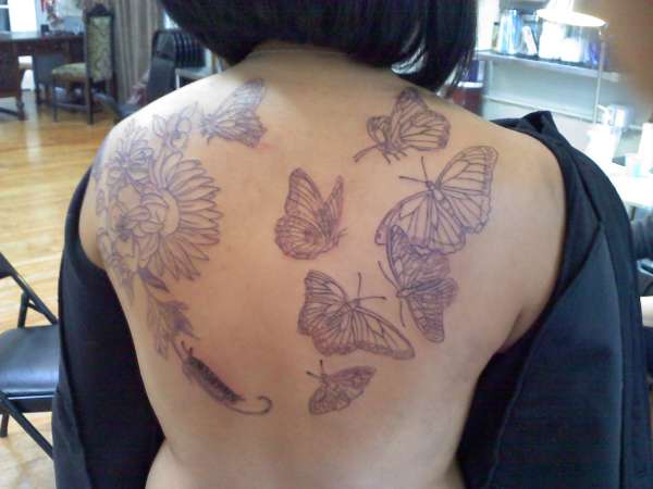Butterflies and flower tattoo