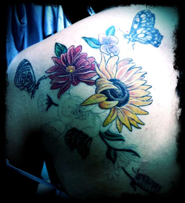 Butterflies and flowers tattoo