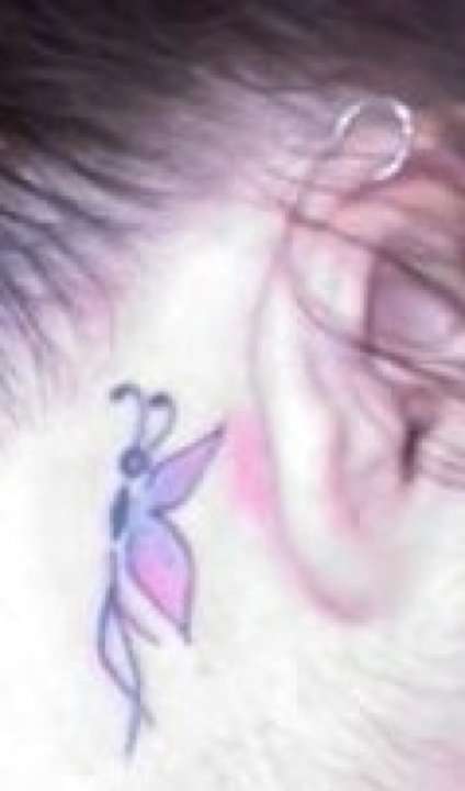 Butterfly Behind Ear tattoo