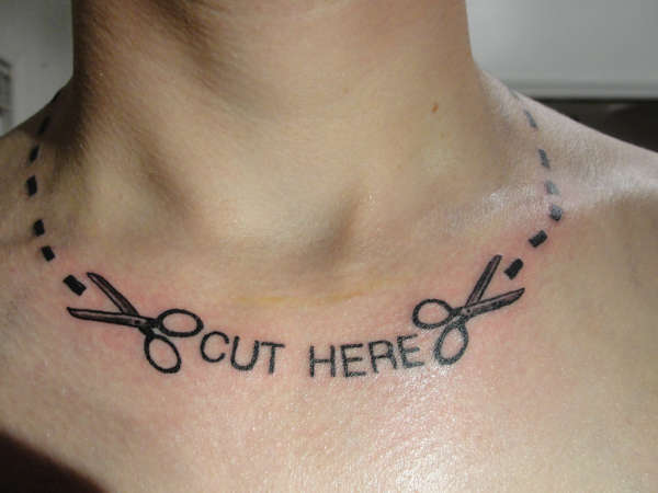 Cut Here tattoo