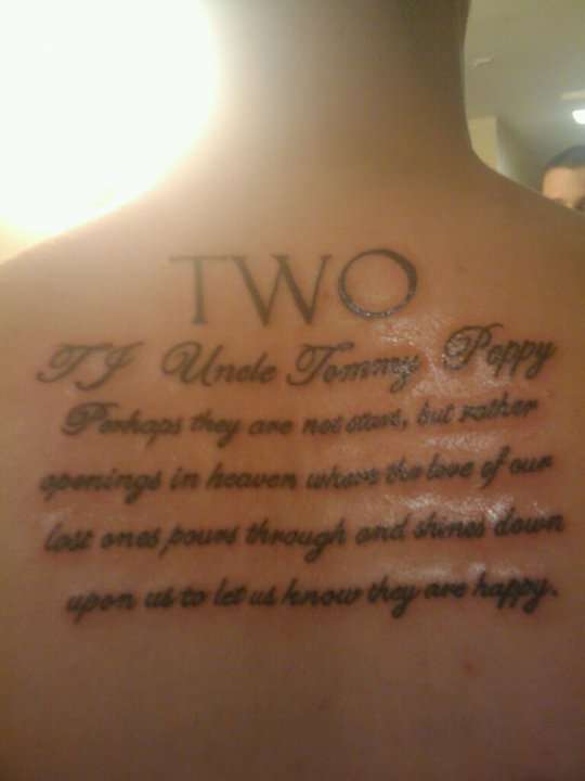 Rememberance Tattoo for my cusin uncle and grandpa tattoo