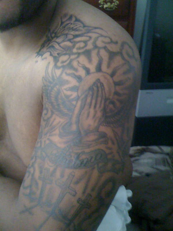 left arm half sleeve tattoo