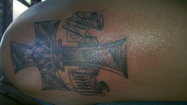 thug life cross tattoo