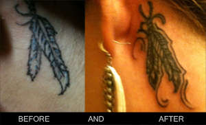 Behind The Ear Feathers tattoo