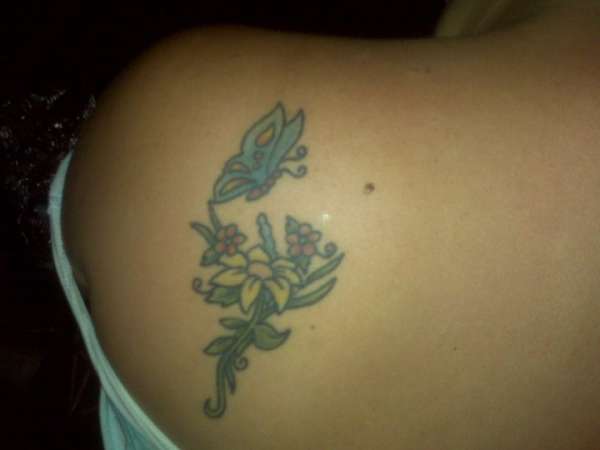 Flower and Butterfly tattoo