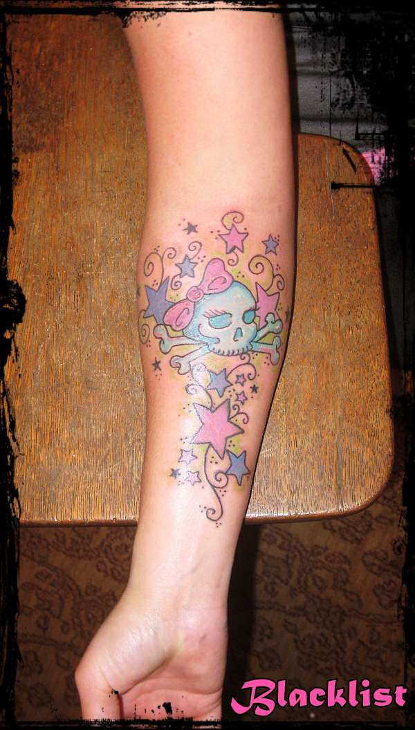 Girly Skull n Stars tattoo