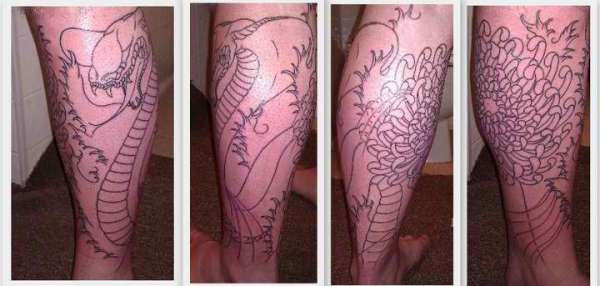 Leg outline tattoo