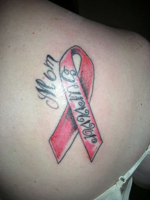 breast cancer ribbon tattoo