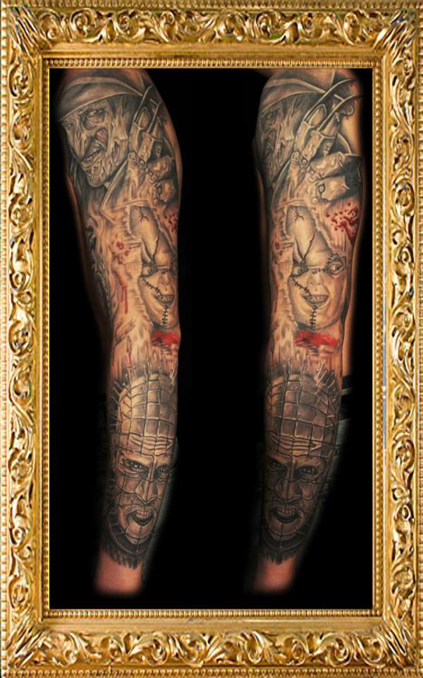 horror sleeve tattoo