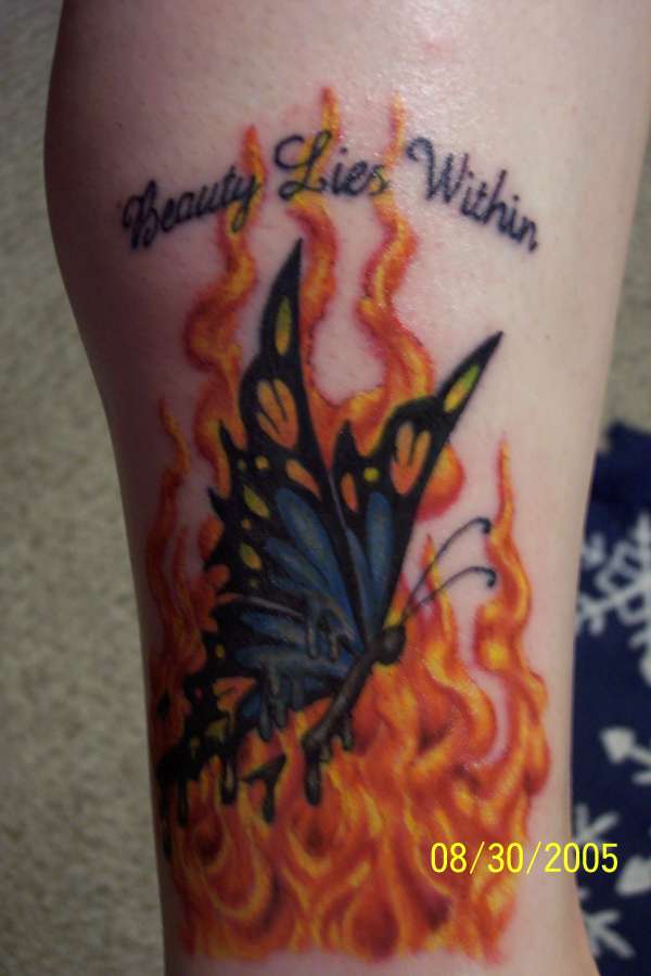 Burning Butterfly tattoo
