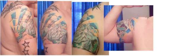 summer beach to winter mountains tattoo