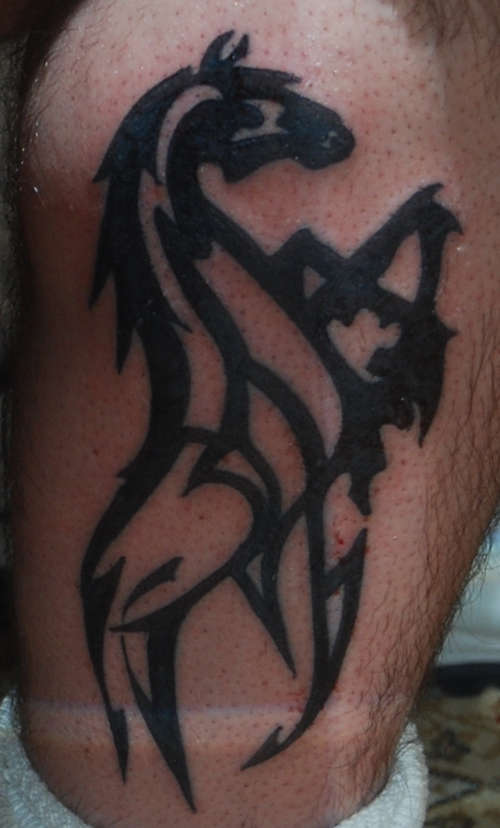 Calf tribal horse tattoo
