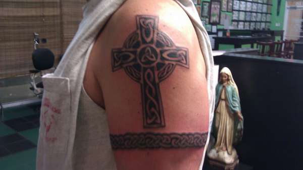 Celtic Cross and Band tattoo