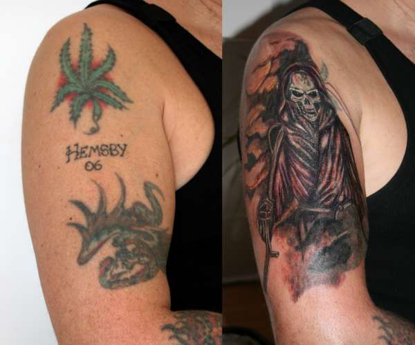Grim Reaper cover up tattoo