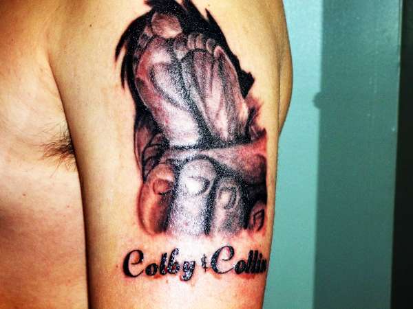 Portrait Hands Holding Feet tattoo