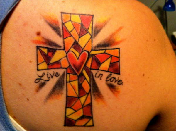 Stained Glass Cross tattoo