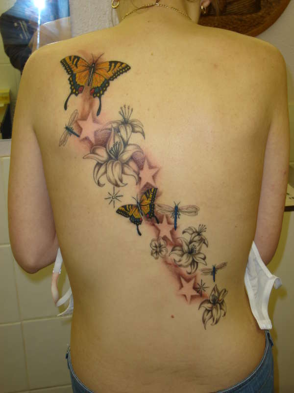 butterflys and lillies tattoo