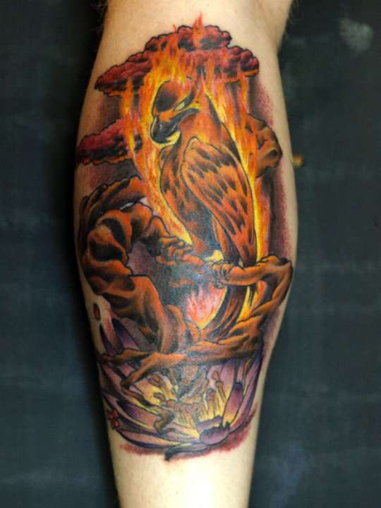 calf piece tattoo