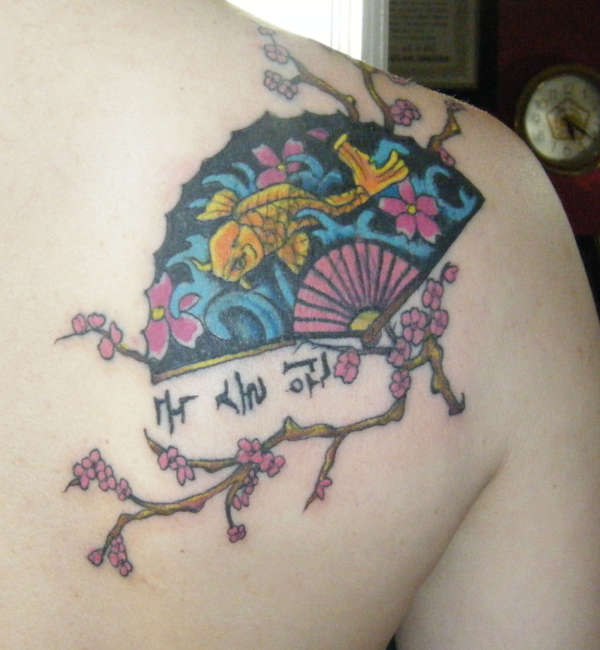 oriental koi fan (cover up) tattoo