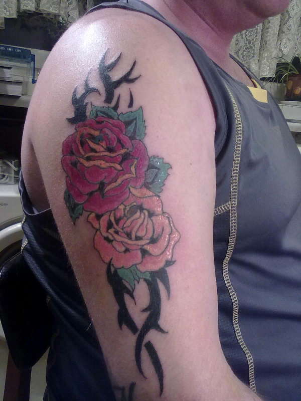 roses/tribal tattoo