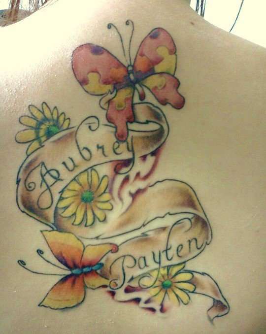 Autism Awarness Butterfly & Butterfly piece for my daughters tattoo