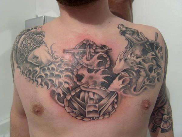 Nautical Chest Piece tattoo