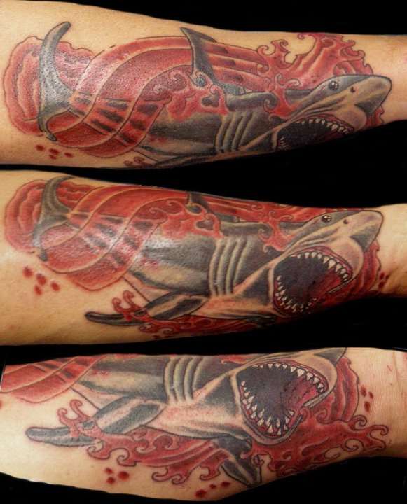 Don't Feed the Sharks! by Me! tattoo