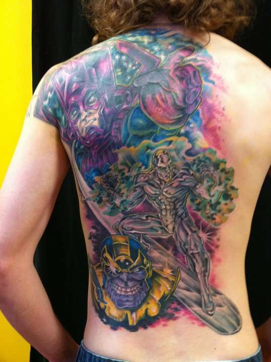 Galactus and Silver Surfer tattoo
