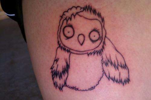 Zombie owl tattoo