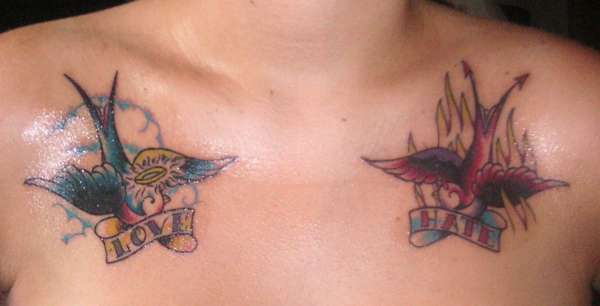 love/hate swallows tattoo