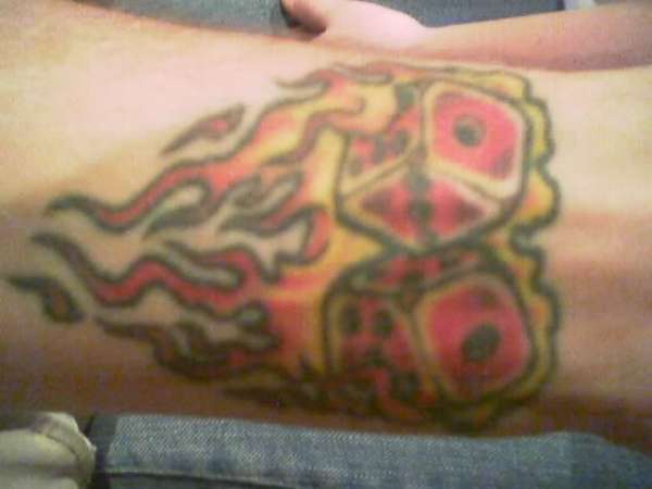 Flaming Dice tattoo