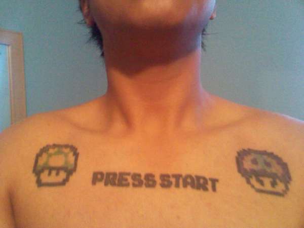 press start tattoo