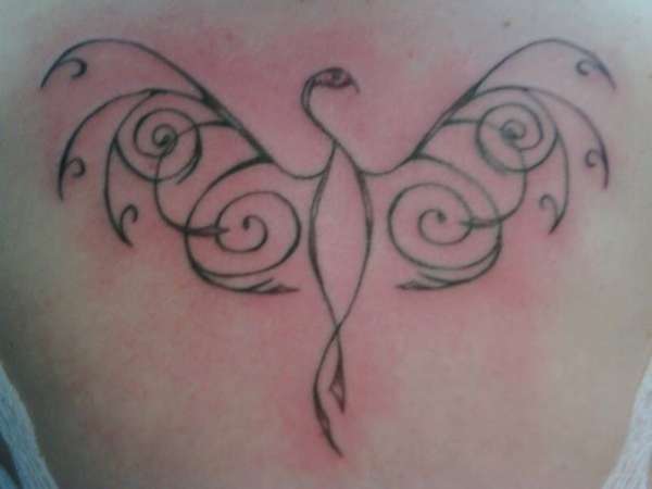 tribal phoenix tat on my back tattoo