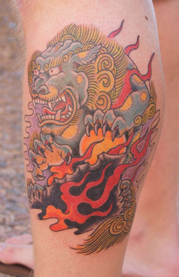 Chinese guardian lion (Fu Dog) tattoo