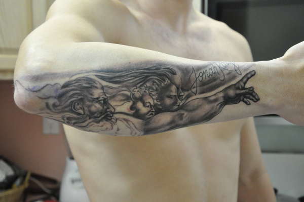 Michelangelo- Creation of Man tattoo