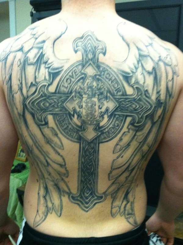 Cross & Wings tattoo