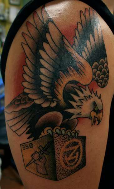 Eagle with WW2 symbols tattoo.