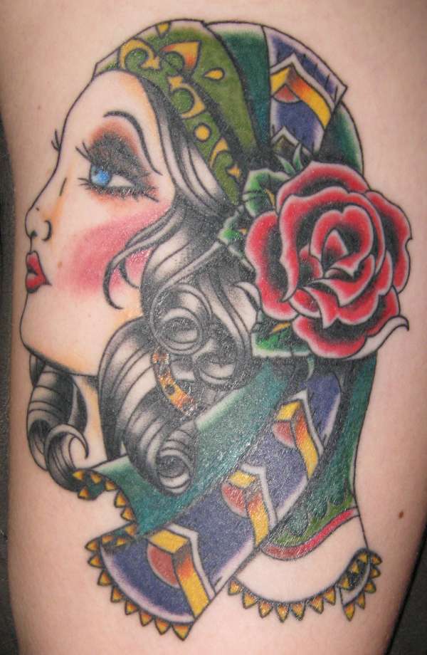 Gypsy - inside upper arm tattoo