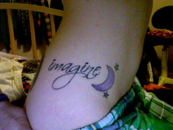 Imagine & Crescent moon with stars tattoo