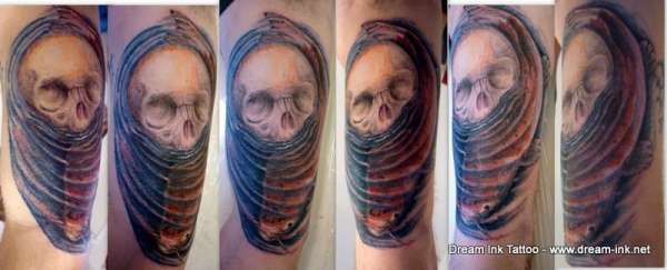Koi & skull tattoo