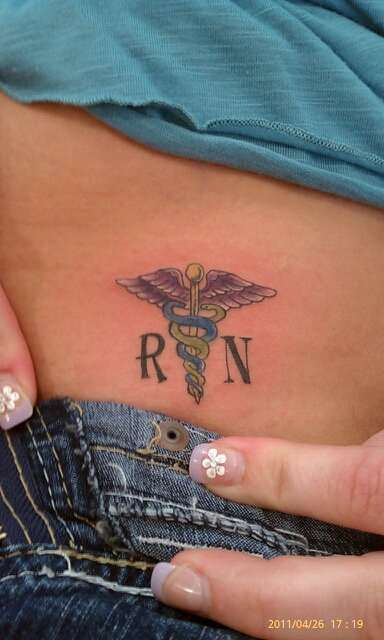 R N logo tattoo
