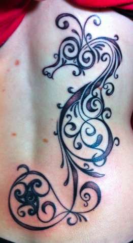 Seahorse tribal tattoo